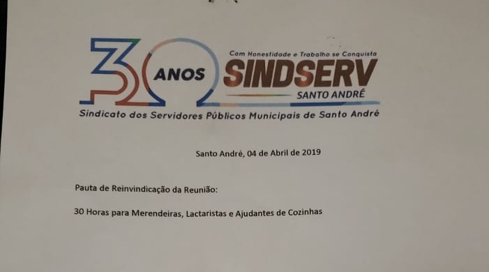 Imagem de Sindserv Santo André cobra novamente da Secretaria de Educação   30 horas  para merendeiras, lactaristas, ajudantes de cozinha e cozinheiros 