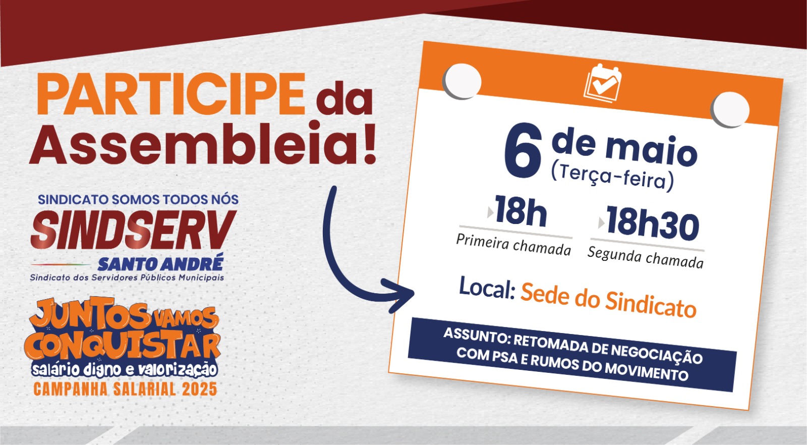 Imagem de Participe da Assembleia Geral do Acordo Coletivo no dia 6 de maio