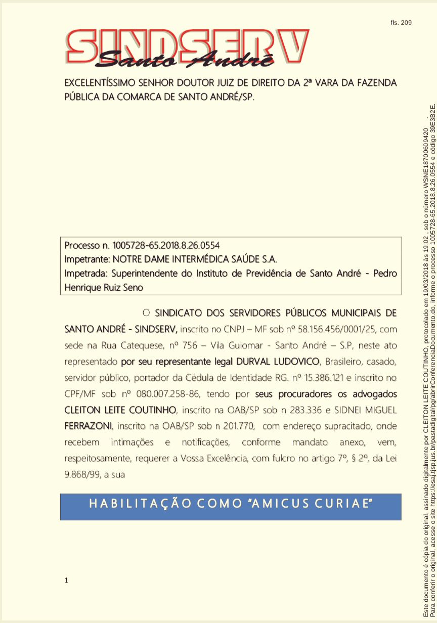 Imagem de Sindserv Santo André entra com medida judicial para garantir a qualidade no atendimento médico dos servidores 
