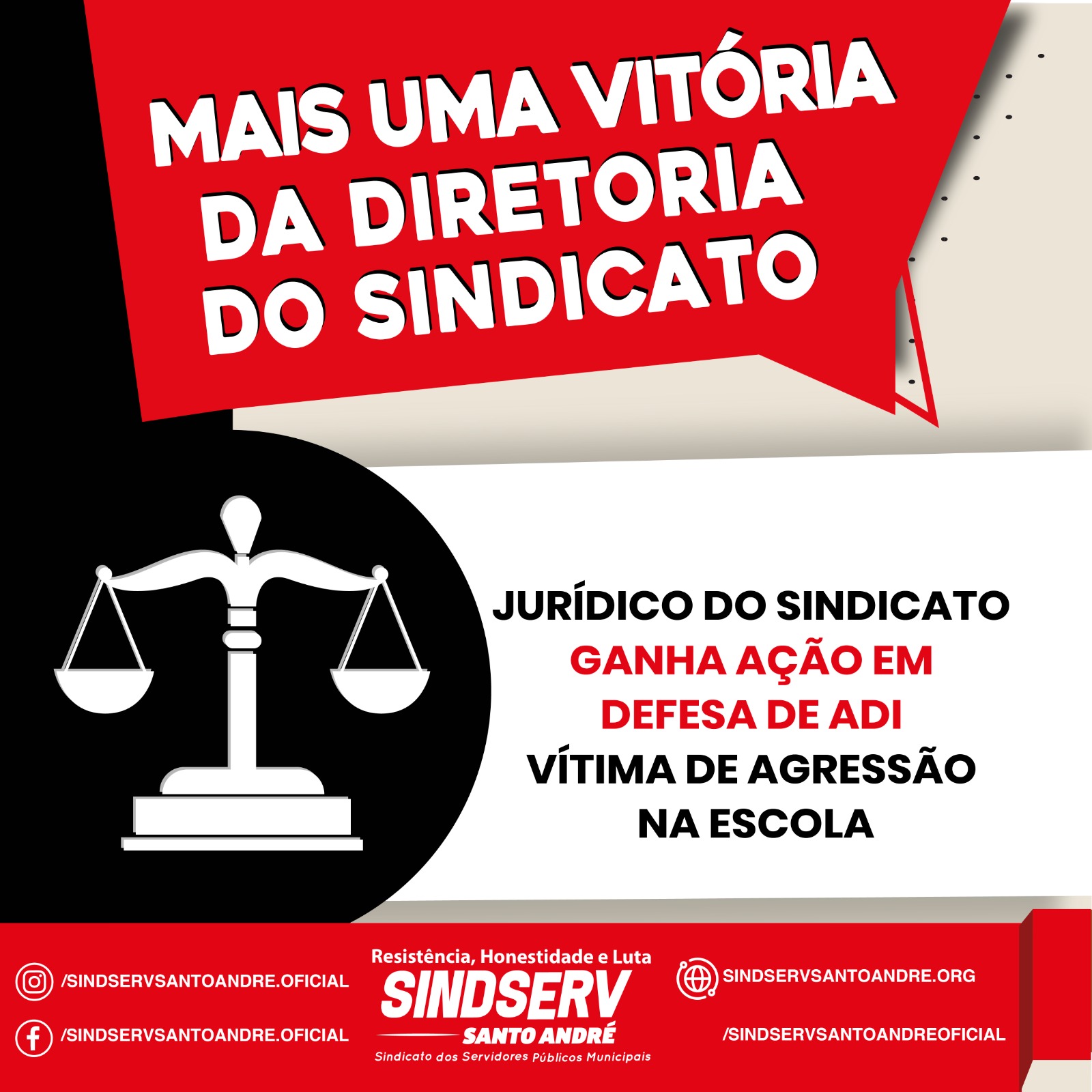 Imagem de Sindserv Santo André ganha ação em defesa de ADI vítima de agressão na escola 