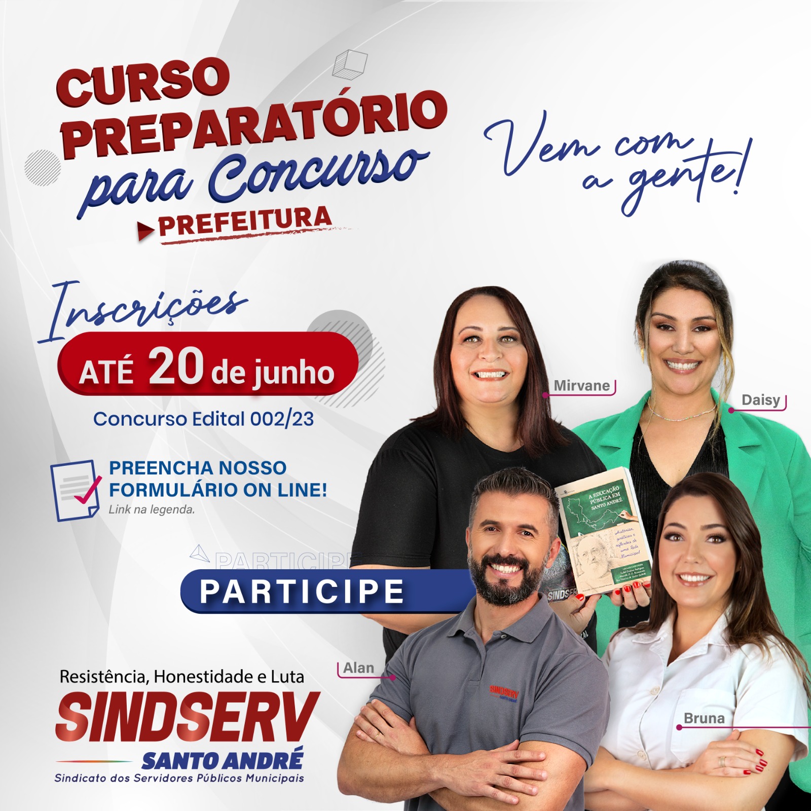 Imagem de Abertas inscrições para Curso Preparatório do Sindserv Santo André do 