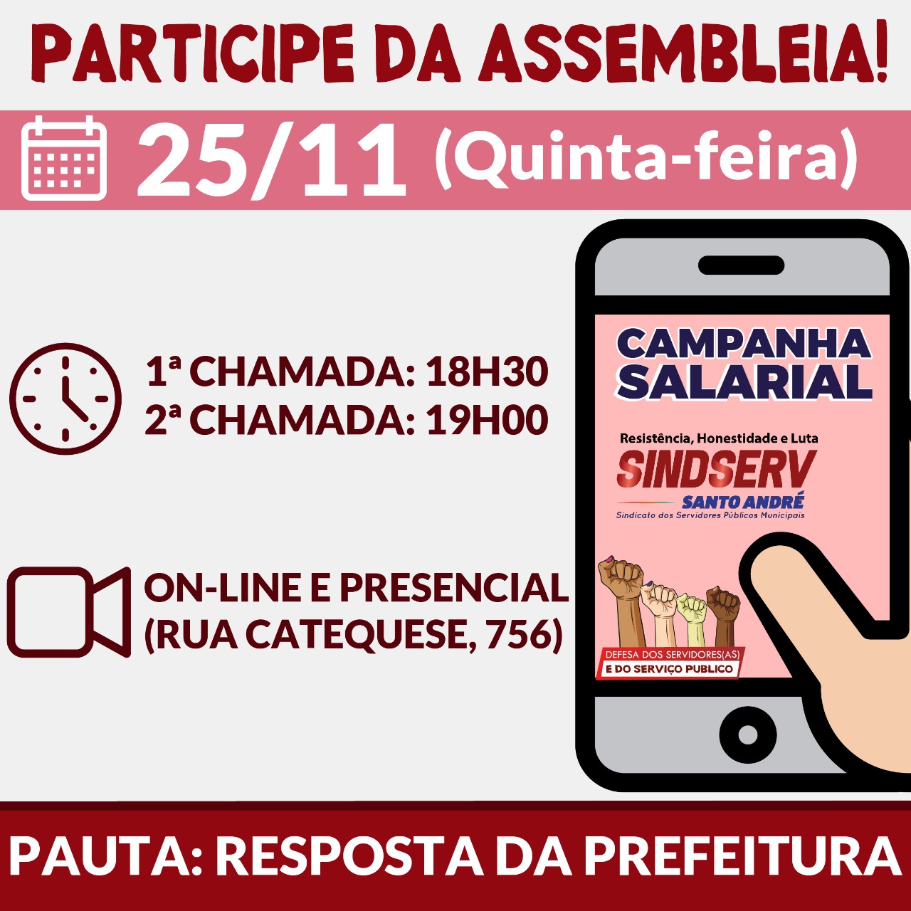 Imagem de Sindserv Santo André realiza assembleia da Campanha Salarial nesta quinta (25)