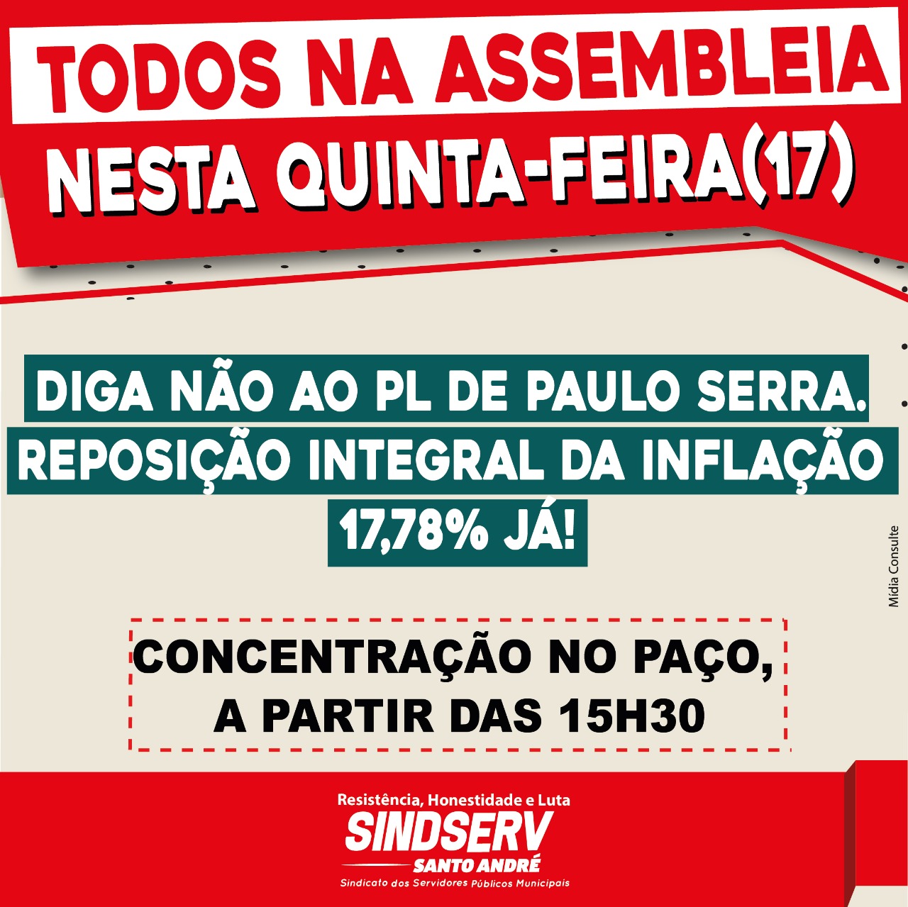 Imagem de Sindserv convoca assembleia urgente da Campanha Salarial nesta quinta, no Paço