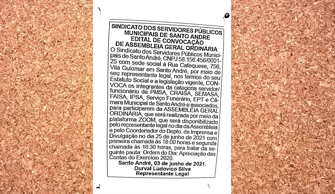 Imagem de Sindicato realizará Assembleia de Prestação de Contas nesta sexta (25)