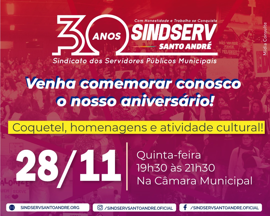 Imagem de Câmara Municipal presta homenagem aos 30 anos do Sindserv Santo André 