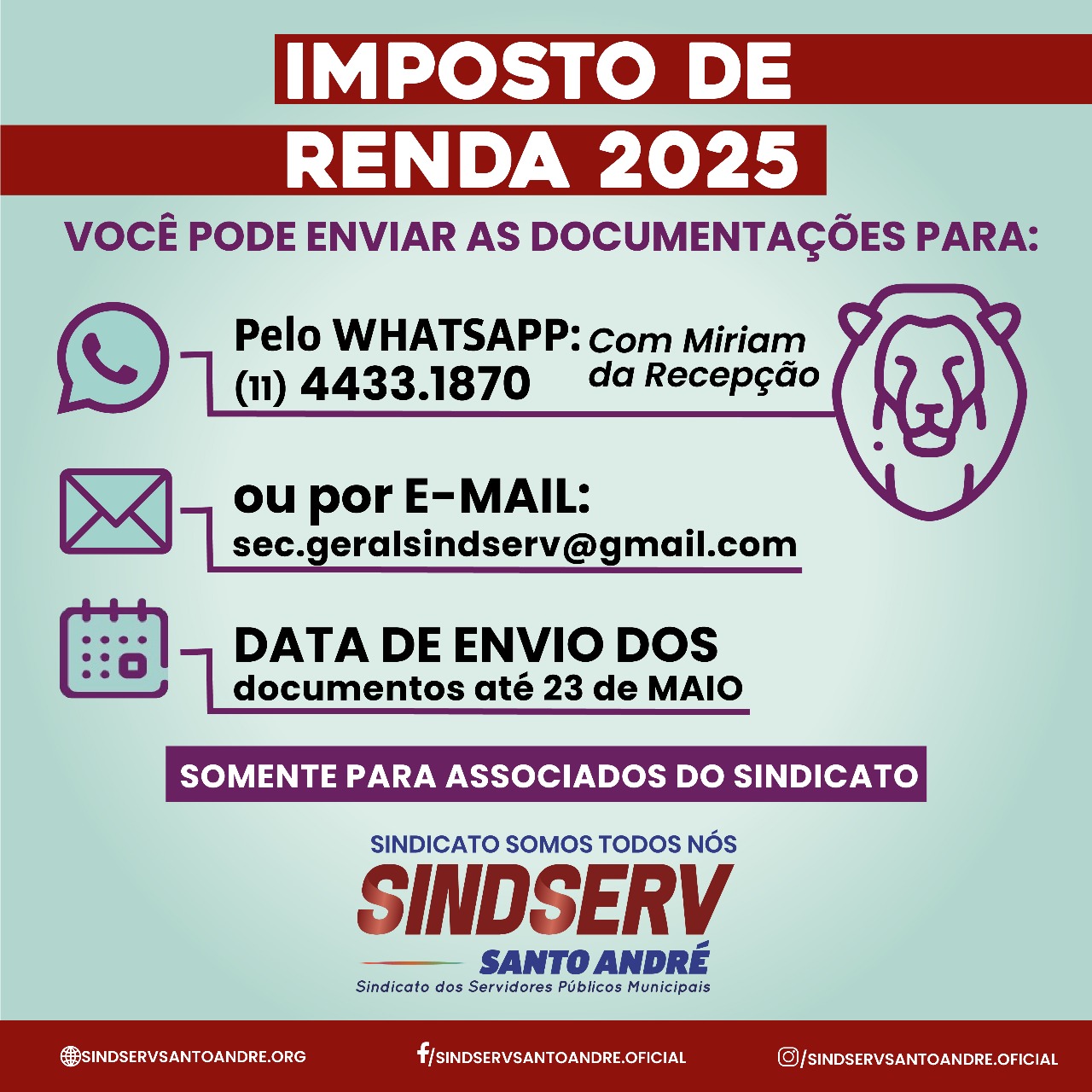 Imagem de IR 2025: Associados do Sindserv podem enviar documentos para declaração 