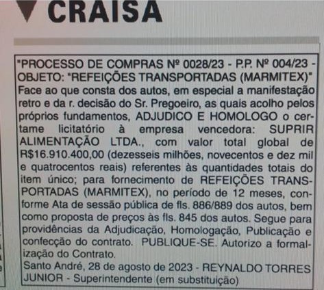 Imagem de Após denúncias do Sindserv, CRAISA contrata nova empresa de alimentação