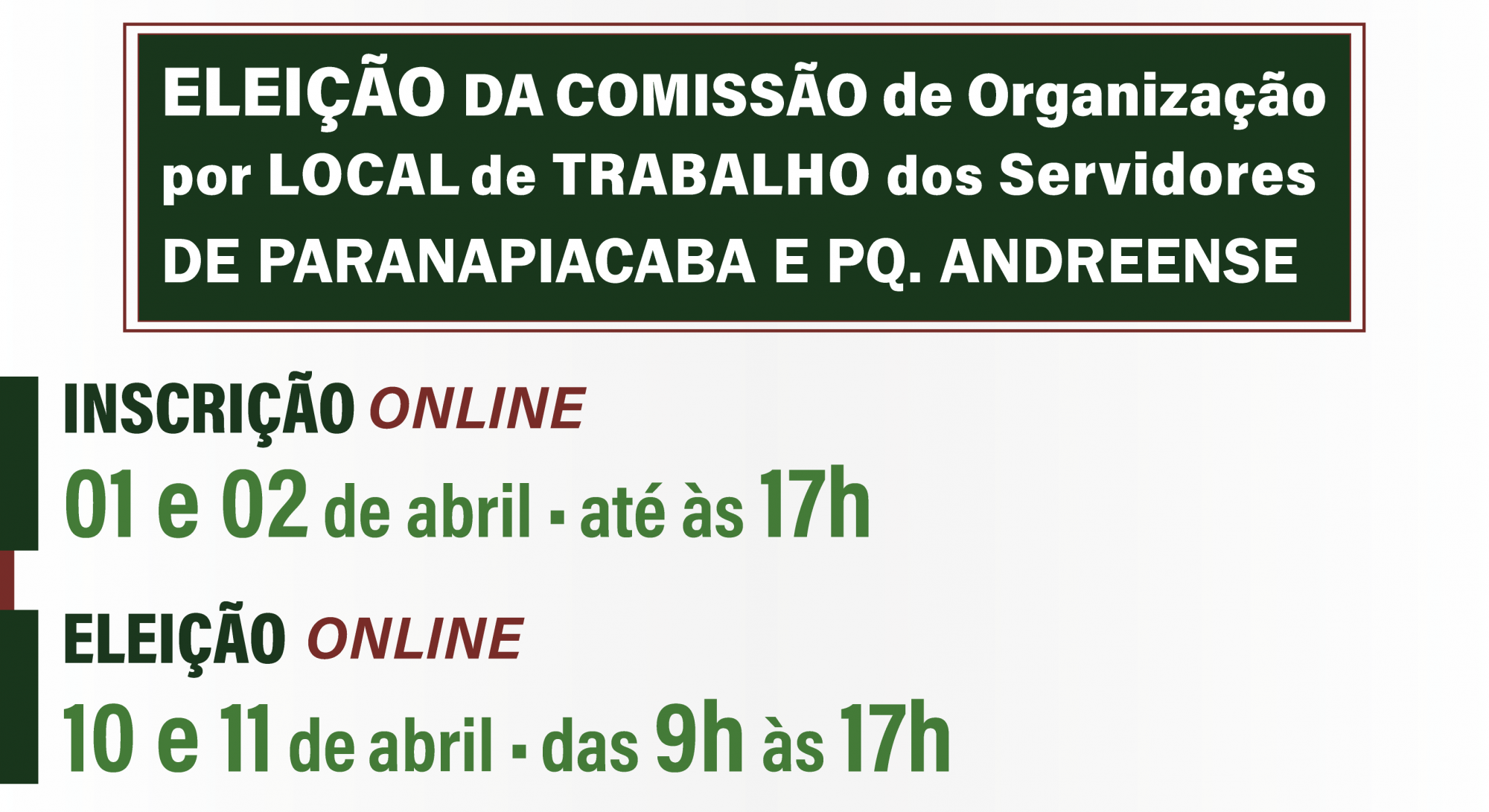 Imagem de Participe da eleição de Representante da Comissão de OLT dos trabalhadores de Paranapiacaba e Parque Andreense