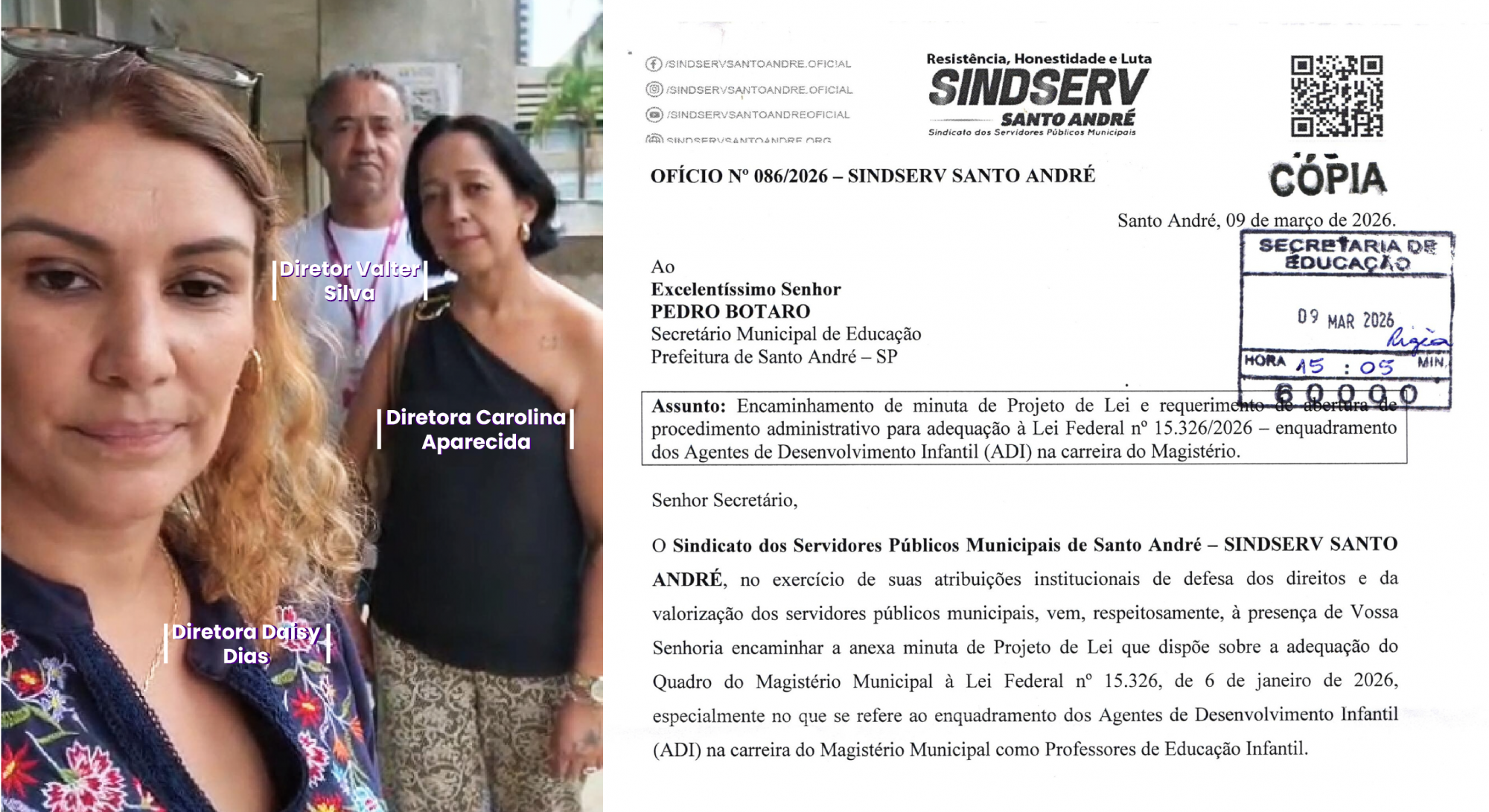 Imagem de Enquadramento das (ADIs) no Magistério: Sindserv entrega minuta de lei para Secretário de Educação