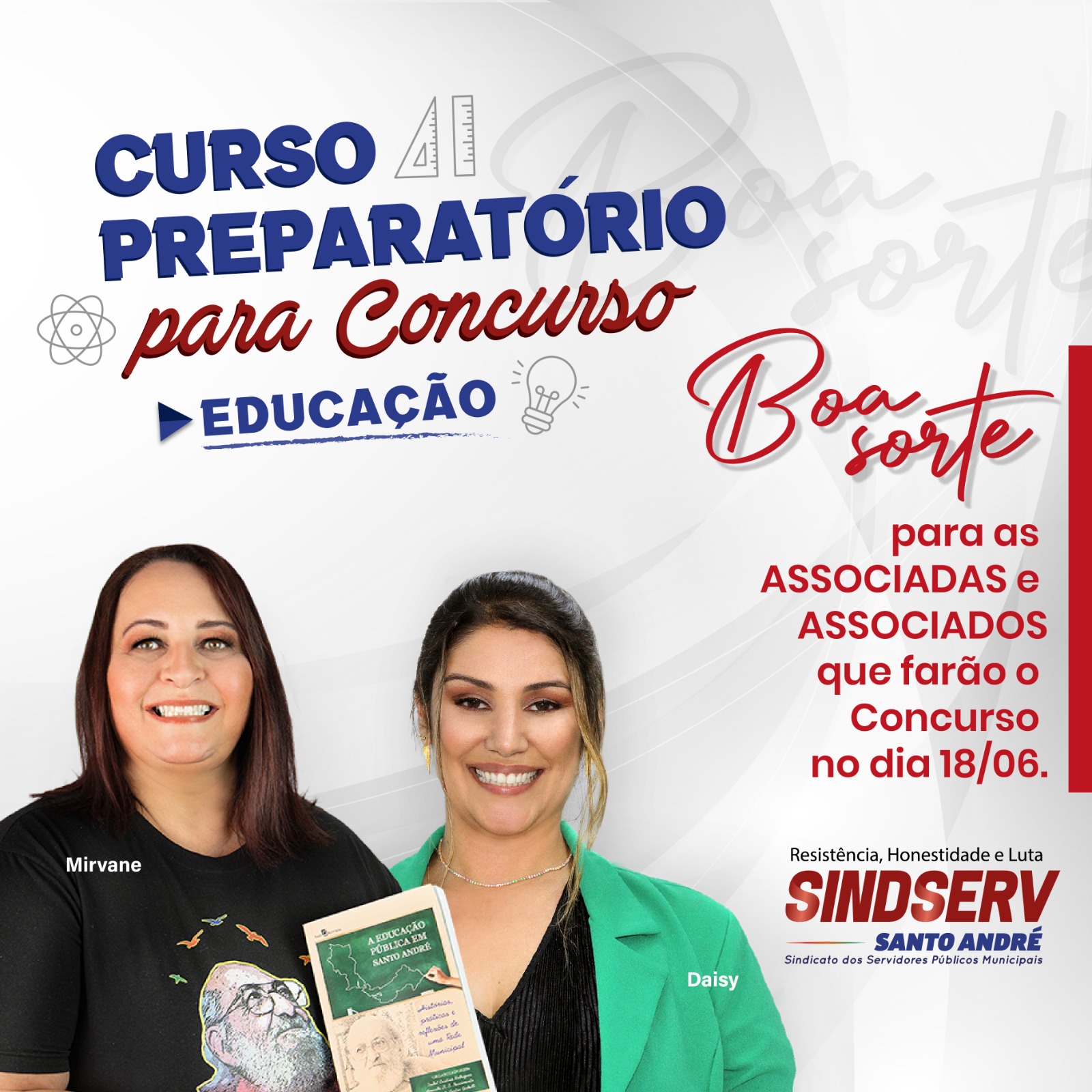 Imagem de Sindserv deseja boa sorte aos associados que farão prova do Concurso da Educação neste domingo (18)